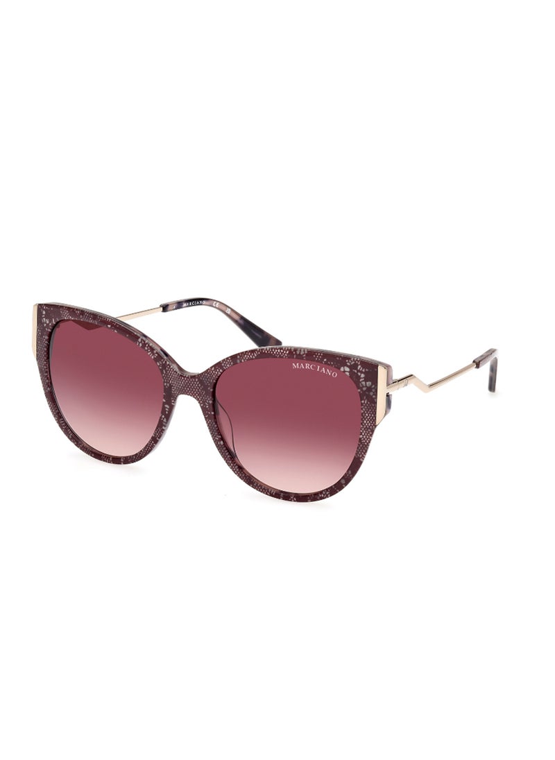 GUESS BY MARCIANO Women's UV Protection Round Shape Acetate Sunglasses GM083471T56 - Lens Size: 56 Mm - Bordeaux  - Image 1