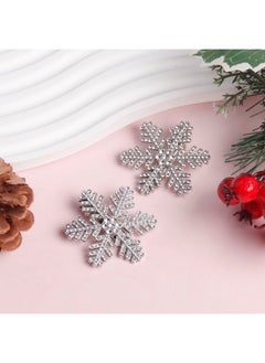 HOXIEYA Snowflake Hair Clip Snowflake Bows for Girls Sparkle Sliver Snowflake Bow Clips Holiday Hair Accessories Alligator Clips for Girls Babies Toddlers Teens Women 2pcs  - Image 2