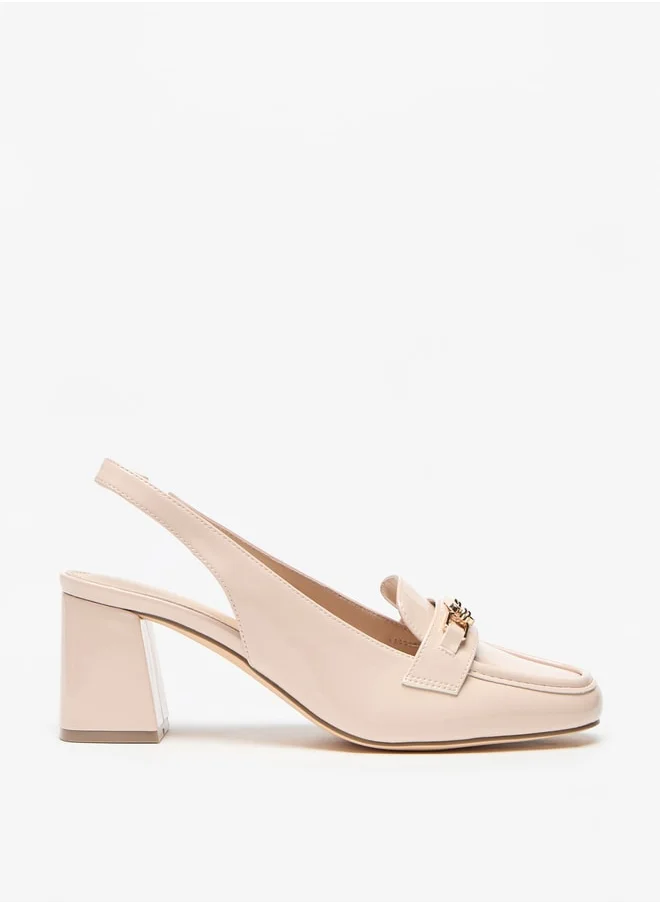 فلورا بيلا من شو إكسبرس Metal Accent Slingback Slip-On Shoes with Block Heels