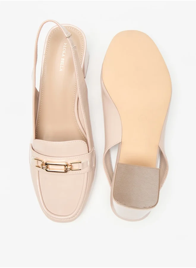 فلورا بيلا من شو إكسبرس Metal Accent Slingback Slip-On Shoes with Block Heels