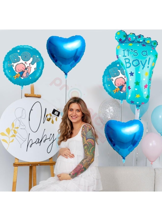 Baby Shower Party Decoration – Blue “It’s a Boy” Feet Foil Balloon Set – Welcome Baby Combo – Pack of 5 - Image 3