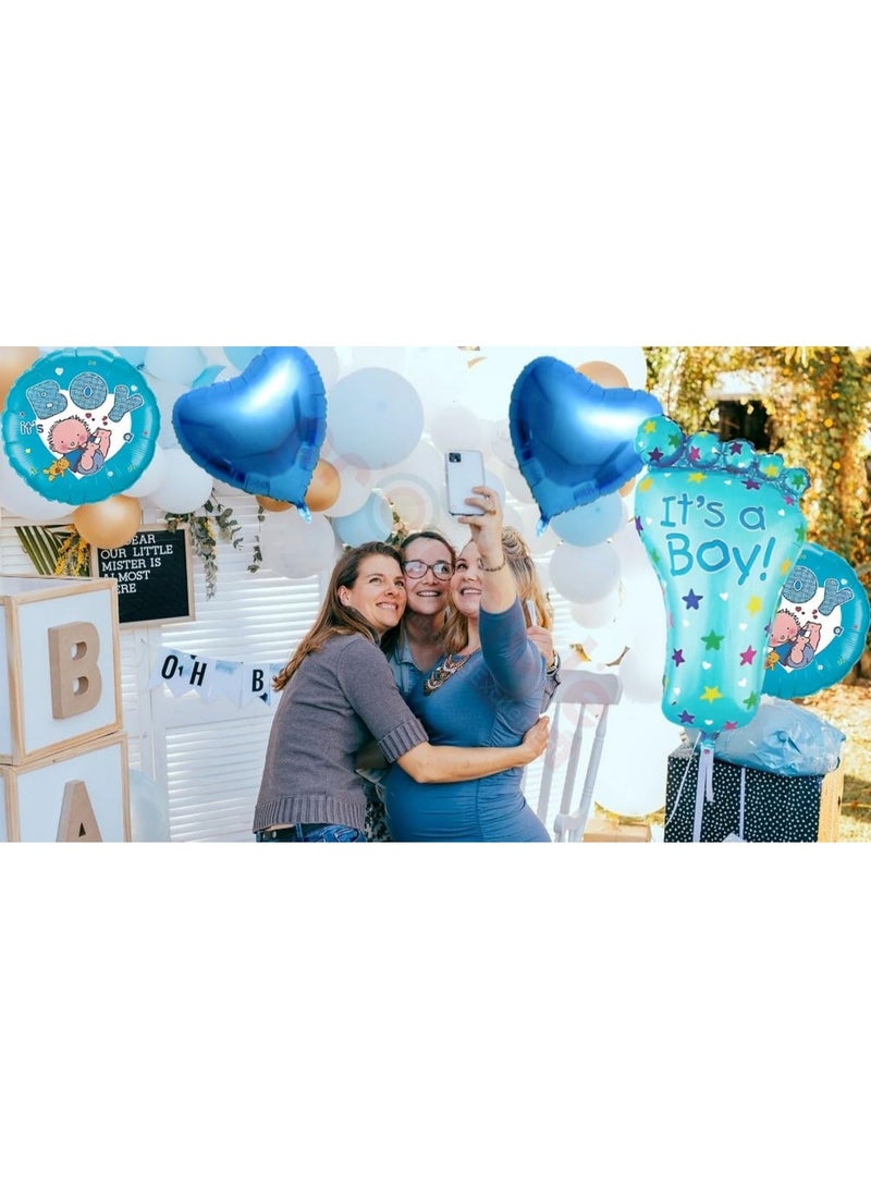 Baby Shower Party Decoration – Blue “It’s a Boy” Feet Foil Balloon Set – Welcome Baby Combo – Pack of 5 - Image 5