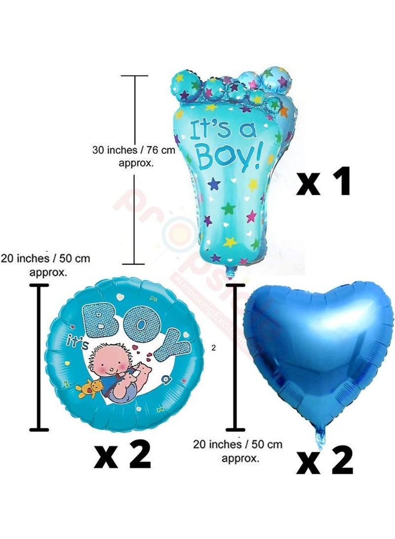 Baby Shower Party Decoration – Blue “It’s a Boy” Feet Foil Balloon Set – Welcome Baby Combo – Pack of 5 - Image 2