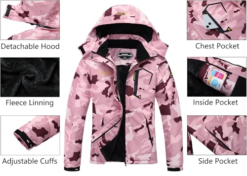 MOERDENG Women's Waterproof Ski Jacket Warm Winter Snow Coat Mountain Windbreaker Hooded Raincoat Jacket - Image 4