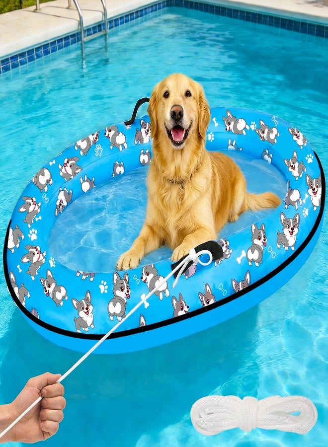 ComfyKit Inflatable Dog Pool Float with Rope, Portable Puppy Raft for Pool or Lake, Floating Pet Float for Small Medium Large Dogs, Up to 80 lb - Image 1