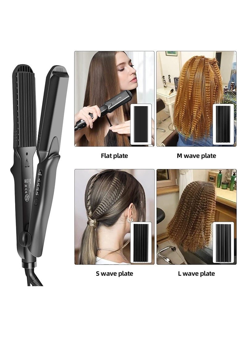 Hair Crimper,4 in 1 Hair Straightener and Curler Hair Crimper,4 Interchangeable Plates for All Hair Type for Women - Image 2