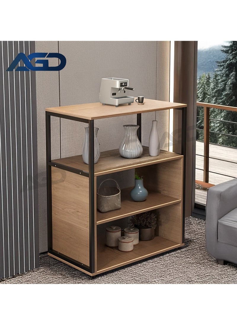 AGD Console Entry Table, Coffee Corner Table, 4-Shelf Side Table Meets All Your Needs 70*40*88 cm - Brown/Black  - Image 1