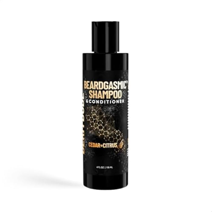 Derm Dude BeardGasmic 2-in-1 Beard Shampoo & Conditioner for Men | Formulated with Aloe Vera & Vitamin E to Clean, Hydrate & Nourish For Thicker Fuller-Looking Beard | Sulfate-Free, Cedar & Citrus 4oz - Image 1