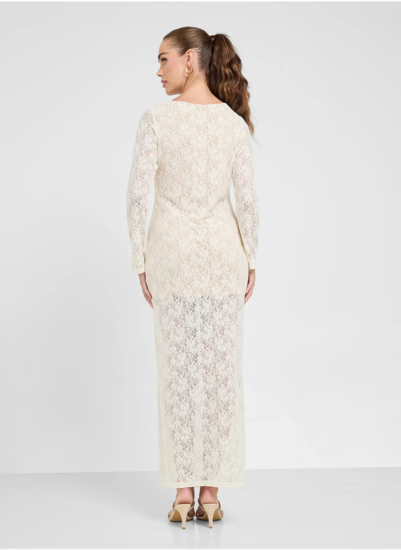 جينجر Lace Bodycon Maxi Dress