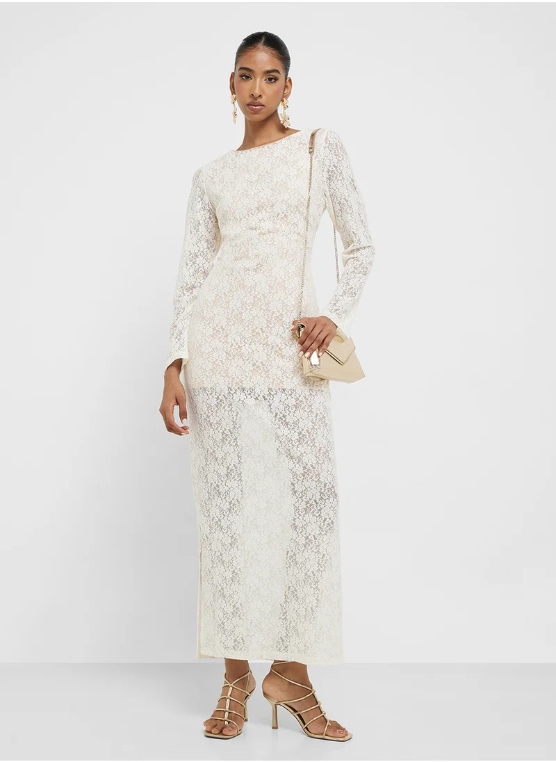 جينجر Lace Bodycon Maxi Dress