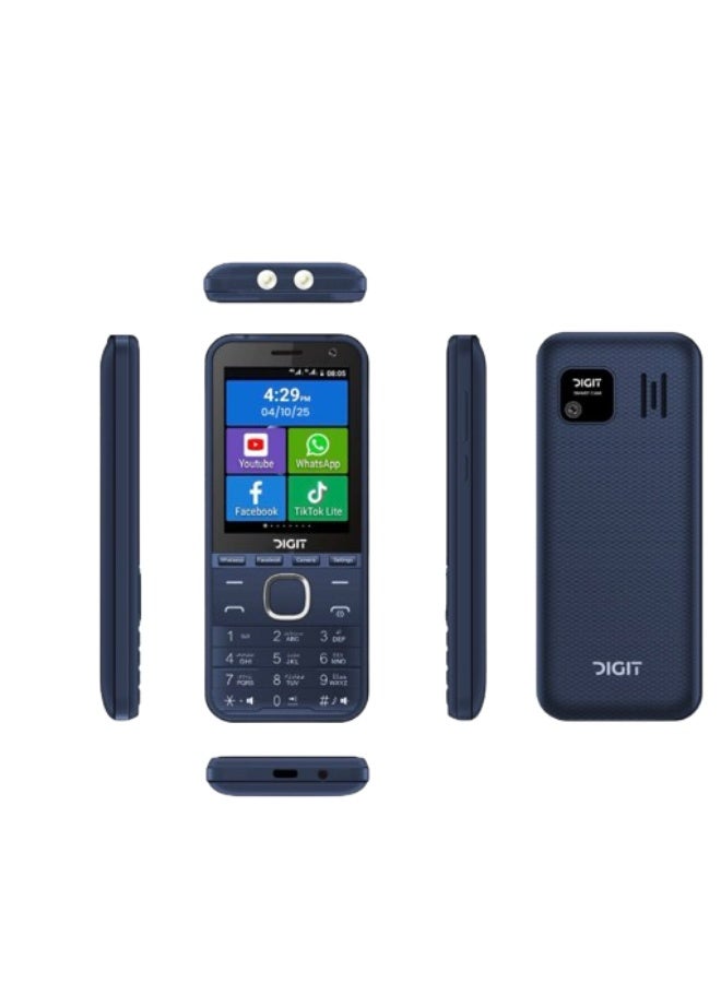 DIGIT هاتف DIGIT Z1 (4G)، ذاكرة وصول عشوائي: 1 جيجابايت + ذاكرة تخزين داخلية: 8 جيجابايت، شاشة لمس 2.8 بوصة، بطارية 2500 مللي أمبير، معالج رباعي النواة 4G - أزرق (صنع في مصر) - Image 1