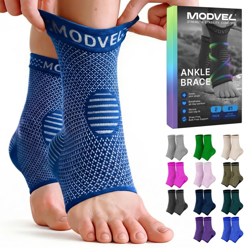 Modvel Foot & Ankle Brace Socks for Sprained Ankle Compression Sleeve - Plantar Fasciitis Relief Brace, Foot Support for pain Women & Men - Tendonitis & Arthritis Feet Sleeve, Stabilizing Ankles Wrap - Image 1