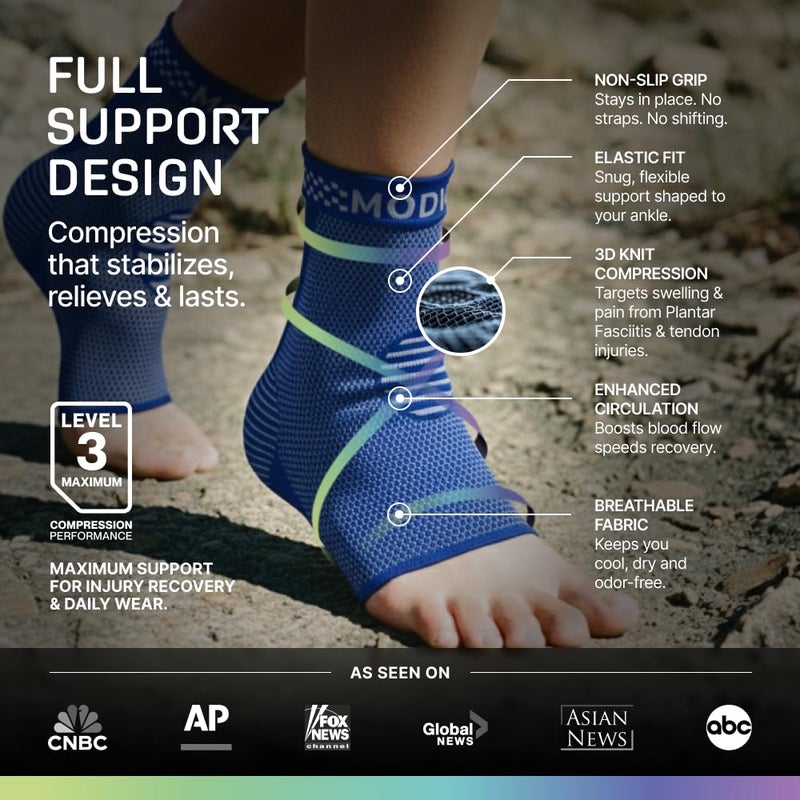 Modvel Foot & Ankle Brace Socks for Sprained Ankle Compression Sleeve - Plantar Fasciitis Relief Brace, Foot Support for pain Women & Men - Tendonitis & Arthritis Feet Sleeve, Stabilizing Ankles Wrap - Image 5