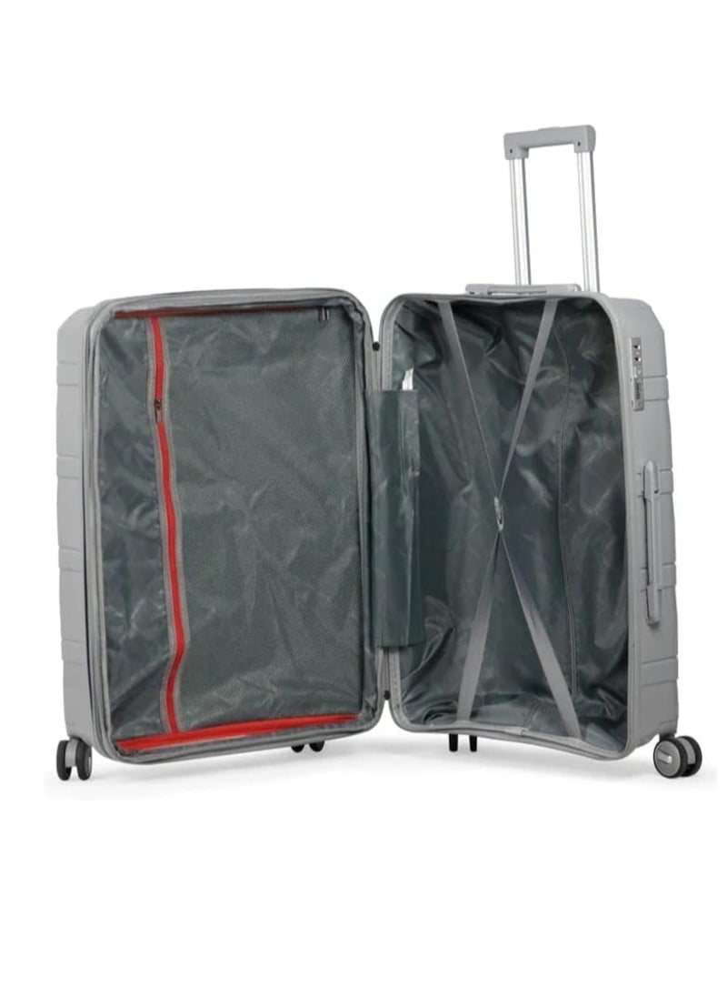 Piece Cabin Trolley Luggage Set with 8 Spinner Wheels and TSA Lock - Grey