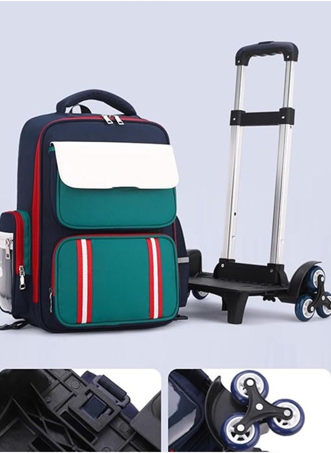 Generic - Rolling Backpack for Kids Solid Color Trolley Bookbags Elementary School Students Schoolbag - Image 1