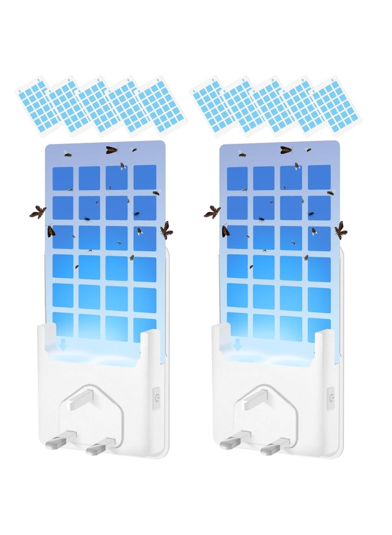 2 Pack Flying Insect Trap Plug-in Mosquito Killer Indoor Gnat Moth Catcher Fly Tapper with Night Light UV Attractant Catcher for Home Office