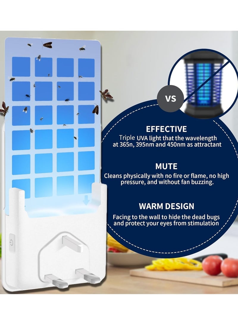 2 Pack Flying Insect Trap Plug-in Mosquito Killer Indoor Gnat Moth Catcher Fly Tapper with Night Light UV Attractant Catcher for Home Office