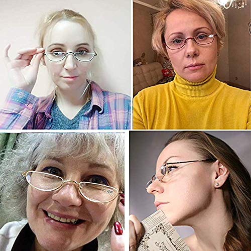 Viseng 2 Pack Vintage Alloy Half Moon Reading Glasses Women Men Slim Half Frame Lens Readers Glasses +3.5 - Image 5