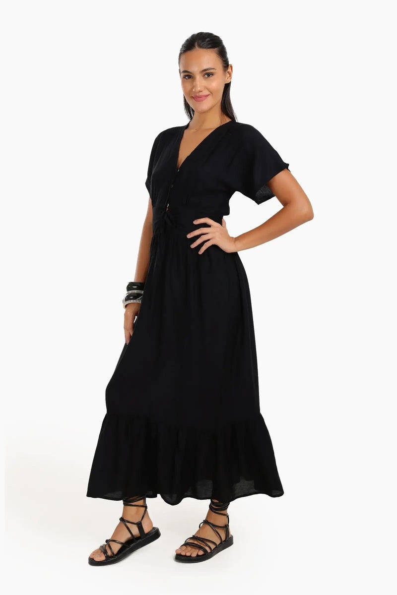 Carina Maxi Dress with Front Drawstring - Image 2