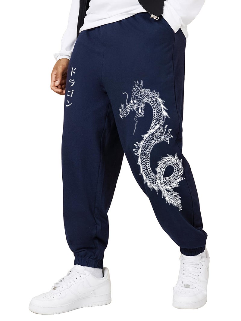 Jump Cuts Mens Printed Navy and White Cottonblend Boxy Fit Jogger - Image 1