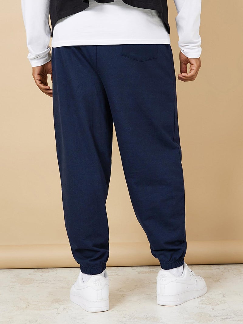 Jump Cuts Mens Printed Navy and White Cottonblend Boxy Fit Jogger - Image 2