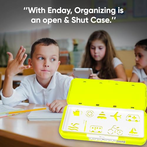 Global Impex Large Size Plastic Basketball-Themed Pencil Box & Stationery Box with Lock, Compartment & Stencil Partition Tray for Drawing Airplane, Bus Password Protected - Image 4