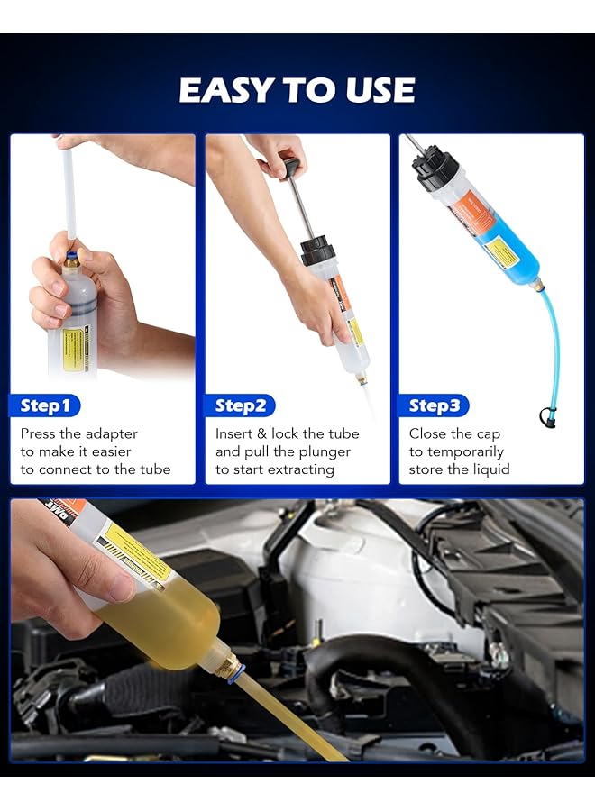 Orion Motor Tech Omt 200Ml Manual Fluid Extractor And Filler, Syringe Style Pump For Power Steering Transmission Gear Oil & Brake Fluid Changes, Hand Vacuum Pump For Atv Boat Automotive Fluid Extraction  - Image 4