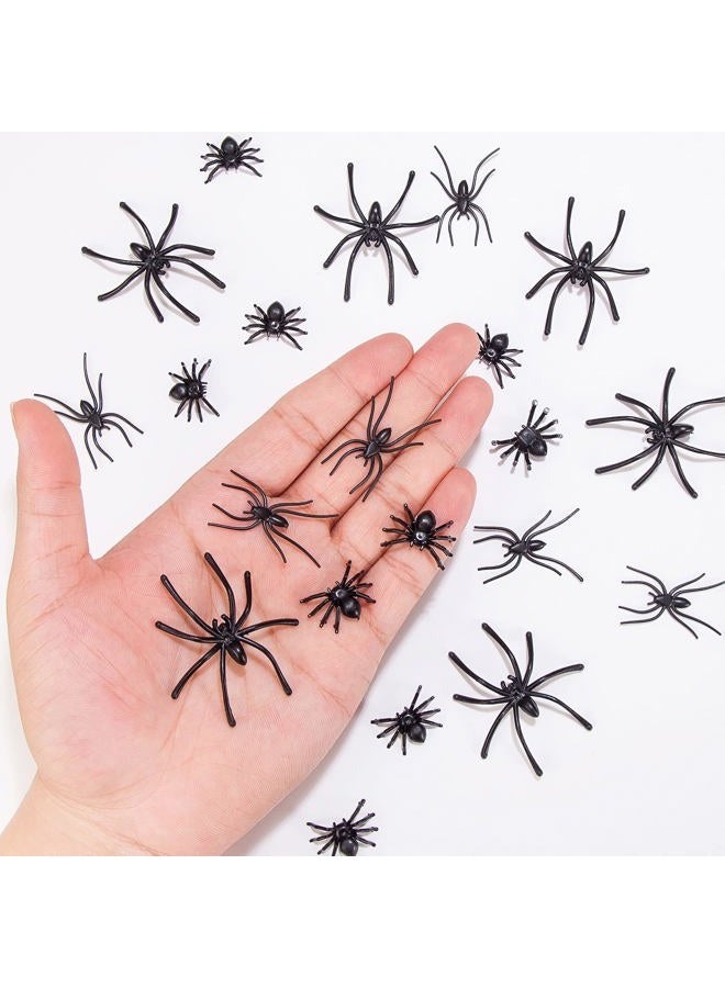 JIALWEN 120 Pieces Realistic Plastic Spiders 3 Sizes Small Spider Toys Black Fake Spiders Halloween Prank Props for Halloween Home Party Decorations - Image 3