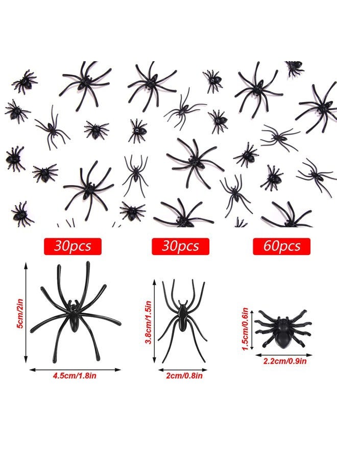 JIALWEN 120 Pieces Realistic Plastic Spiders 3 Sizes Small Spider Toys Black Fake Spiders Halloween Prank Props for Halloween Home Party Decorations - Image 2