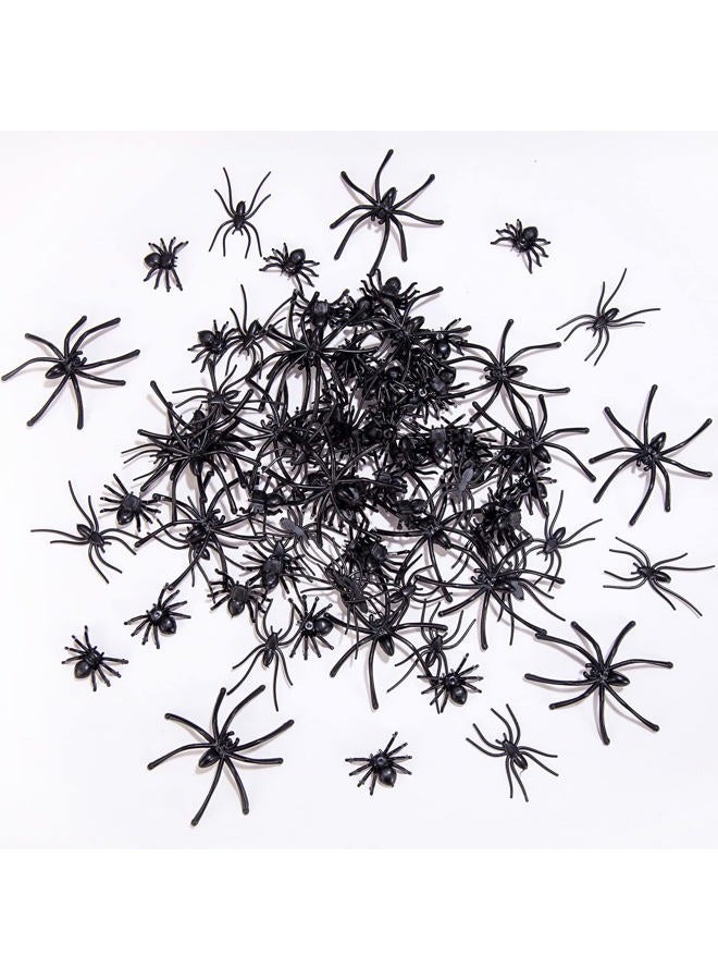 JIALWEN 120 Pieces Realistic Plastic Spiders 3 Sizes Small Spider Toys Black Fake Spiders Halloween Prank Props for Halloween Home Party Decorations - Image 4