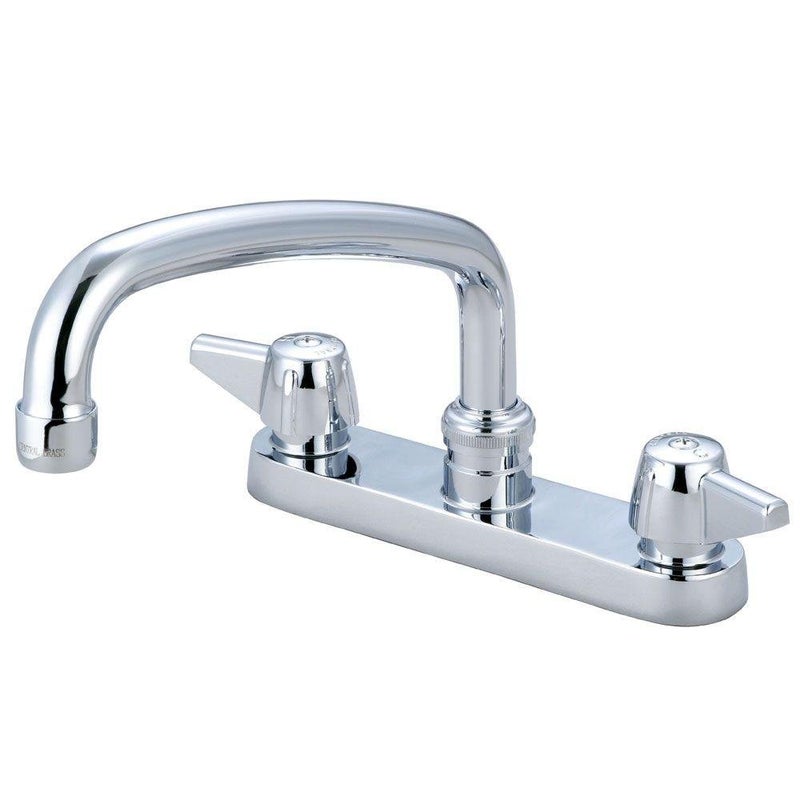 Central Brass 0125A Two Handle 6 Installation Cast Brass Kitchen Faucet Chrome Commercial Quality Easy Installation