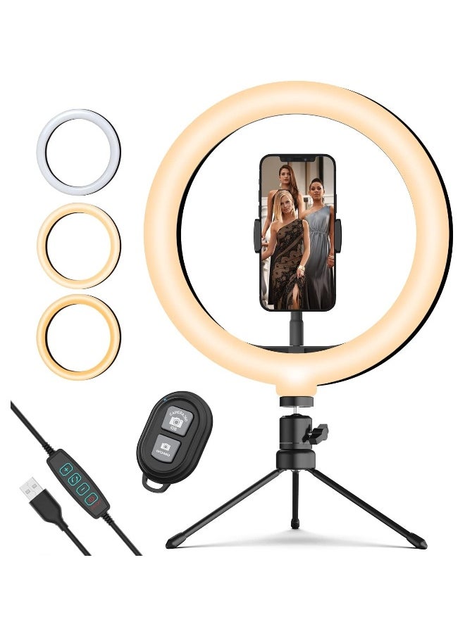 Generic 10.2'' Dimmable Selfie Ring Light with Adjustable Stand and Phone Holder, LED Circle Light with 3 Color Modes (3500K-6500K) and 10 Brightness Levels for TikTok, Live Streaming, and Makeup.  - Image 1