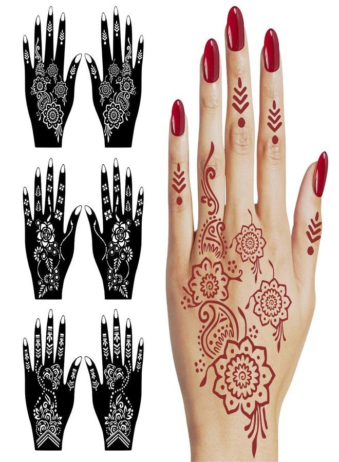 VANVATI Elegant Pattern Mehndi Stencil Sticker with Petal Shapes for Bride & Guests Use - Image 1