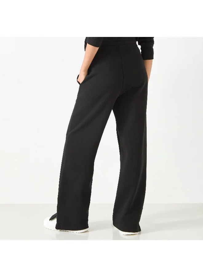 Kappa Kappa Wide Leg Track Pants with Drawstring Closure and Pockets
