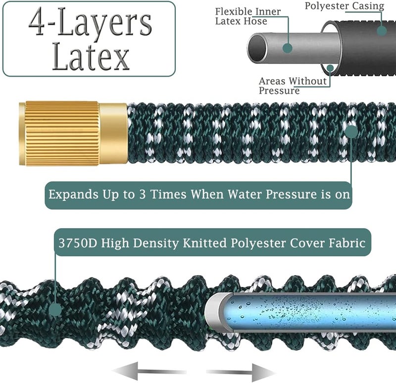 HmiL-U Hose Pipe 150FT Flexible Expandable Garden Hose with 9 Function Hose Pipe Spray Gun Durable 3750D and Double Latex Core Outdoor Water Hose for Gardening Watering Washing - Image 2