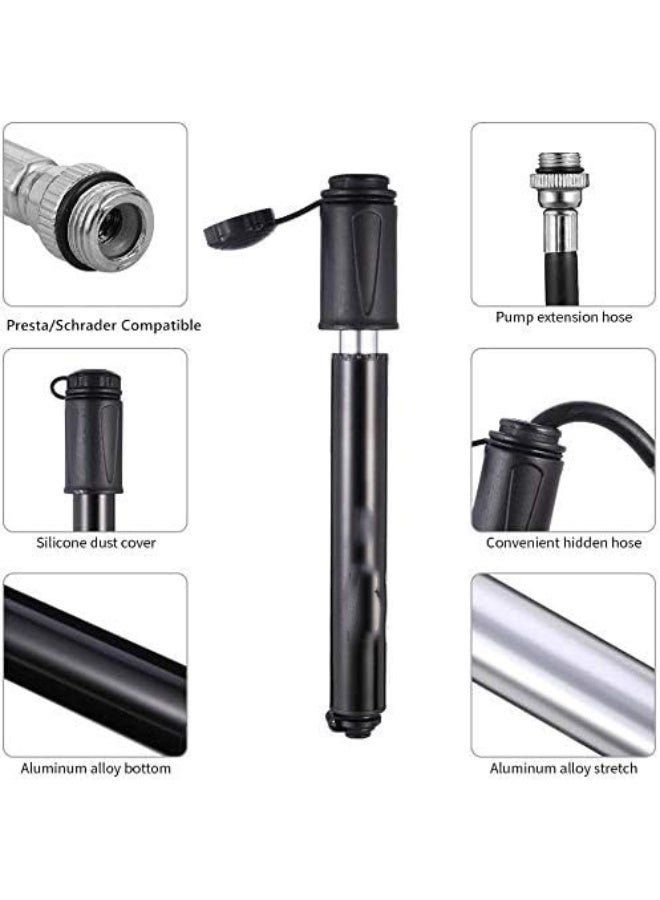 Arabest Mini Bike Pump Portable 80 PSI Bicycle Tire Pump Fits Presta and Schrader Valve,Lightweight & Pocket Size - Image 2