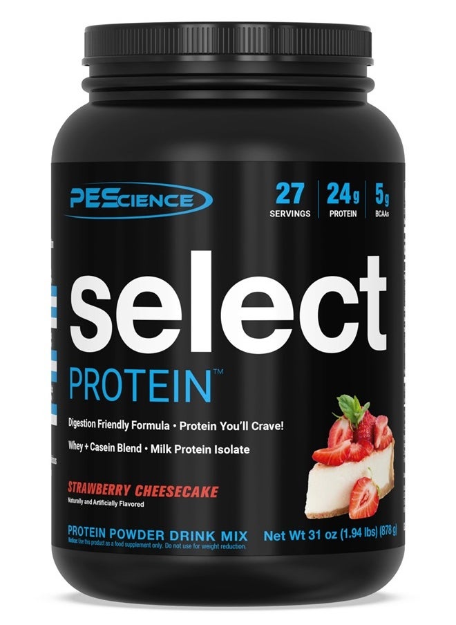 PEScience - Select Low Carb Protein Powder, Strawberry Cheesecake, 27 Serving, Keto Friendly and Gluten Free - Image 1