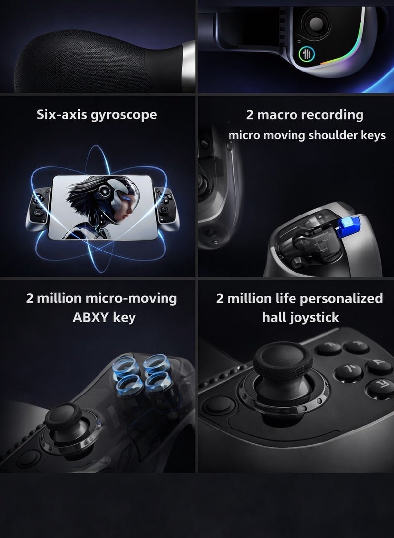 ريد ماجيك ذراع تحكّم ريدماجيك شادو بليد ٣ – قبضة مطاطية،  جيروسكوب بستة محاور، محرّك خطي، زرين كتف قابلين للبرمجة، عصا تحكّم بتقنية هال بدورة عمرية ٢ مليون مرة، اتصال بلوتوث، بطارية بقدرة 840 ميلي امبير، متوافق متعدد المنصات (أندرويد / آي أو إس / الكمبيوتر)، تصميم قابل للتمديد حتى ٢١٣ مم، متوافق مع ريد ماجيك استرا وهاتف ريدماجيك والآيفون والسامسونغ ( بدون مبرّد) - Image 3