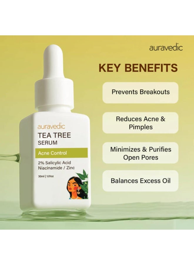 Auravedic tea tree serum,2% salicylic Acid,niacinamide,zinc,30ml - Image 3