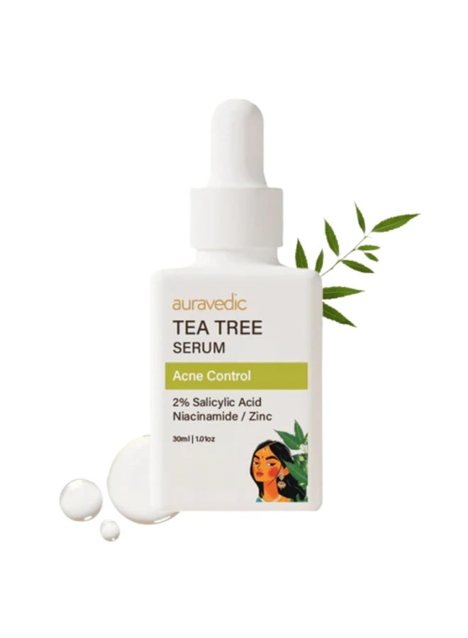 Auravedic tea tree serum,2% salicylic Acid,niacinamide,zinc,30ml - Image 1
