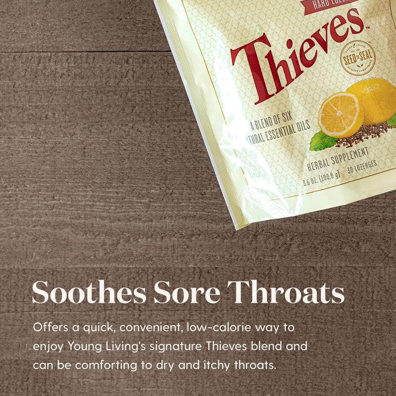 Young Living Thieves Hard Lozenges, 30 ct | Sugar-Free Relief for Dry Mouth & Sore Throat | Clove, Lemon, Peppermint Essential Oils | Gentle on Stomach - Image 4