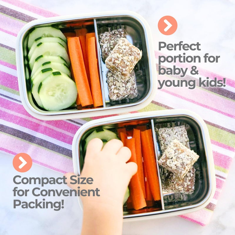 Innobaby Keepin' Fresh Stainless Steel Divided Bento Snack Box with Lid for Kids and Toddlers BPA Free, 11 oz., Blue - Image 4