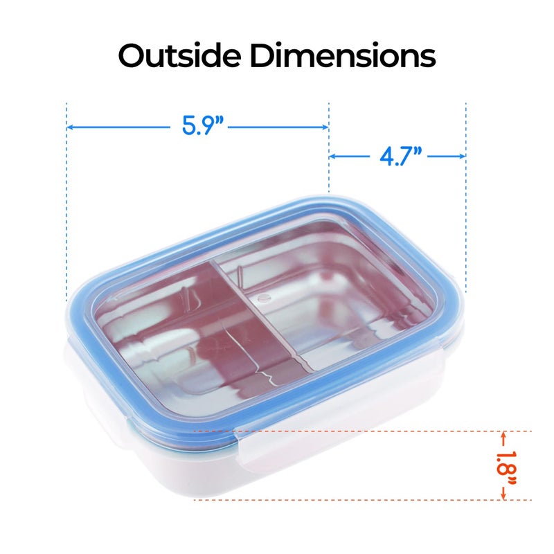 Innobaby Keepin' Fresh Stainless Steel Divided Bento Snack Box with Lid for Kids and Toddlers BPA Free, 11 oz., Blue - Image 5