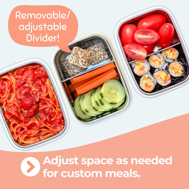 Innobaby Keepin' Fresh Stainless Steel Divided Bento Snack Box with Lid for Kids and Toddlers BPA Free, 11 oz., Blue - Image 3