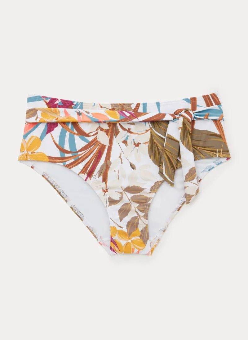 Matalan Multicoloured Leaf Print Tie Waist Bikini Bottoms