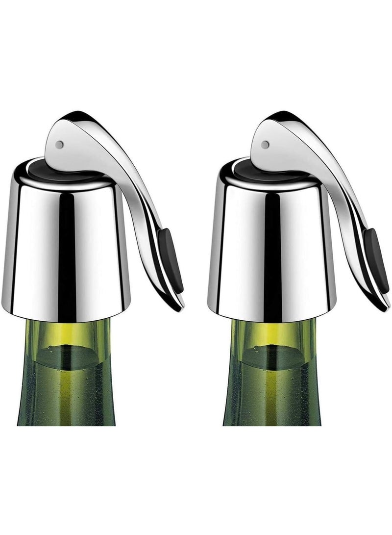 Luckam Bottle Stopper Stainless Steel,   Bottle Plug with Silicone, Expanding Beverage Bottle Stopper, Reusable   Saver, Bottle Sealer Keeps   Fresh, Best Gift Accessories (2 PACK) - Image 1