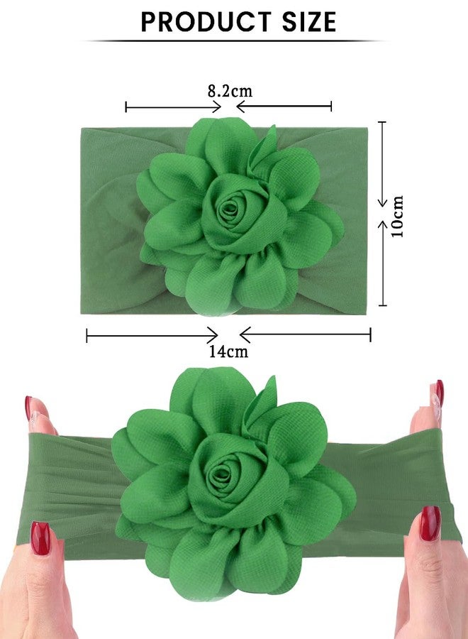 SYGA Baby Headband, Rosebud Nylon Stretchable Soft Elastic Combination Hairbands For Newborn Infant Toddler Kids 0-3 Year - (Green) - Image 3