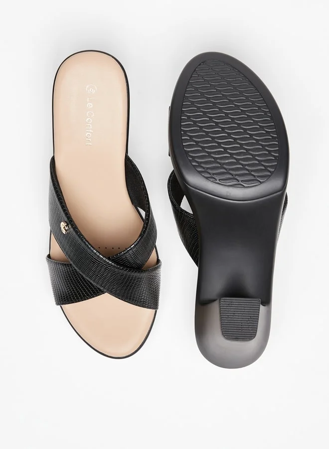 Le Confort Women's Textured Cross Strap Sandals with Block Heels