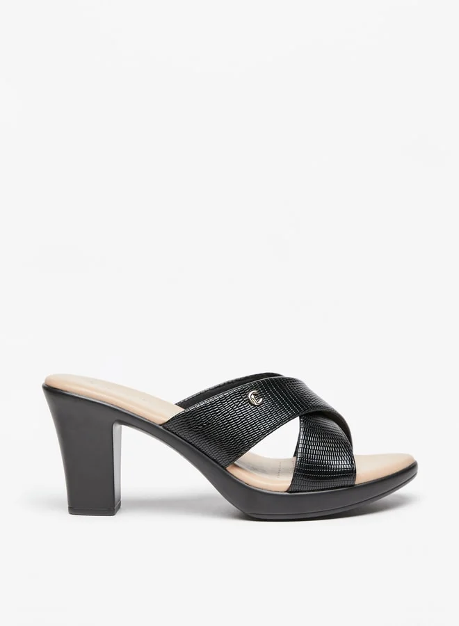 Le Confort Women's Textured Cross Strap Sandals with Block Heels