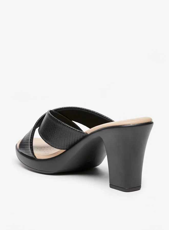 Le Confort Women's Textured Cross Strap Sandals with Block Heels